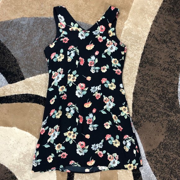 Women’s Black Vintage Floral Print Dress, Size 5/6 - Picture 2 of 7